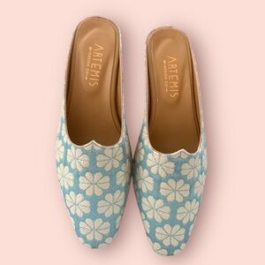 Artemis Design Co. floral embroidered print slides